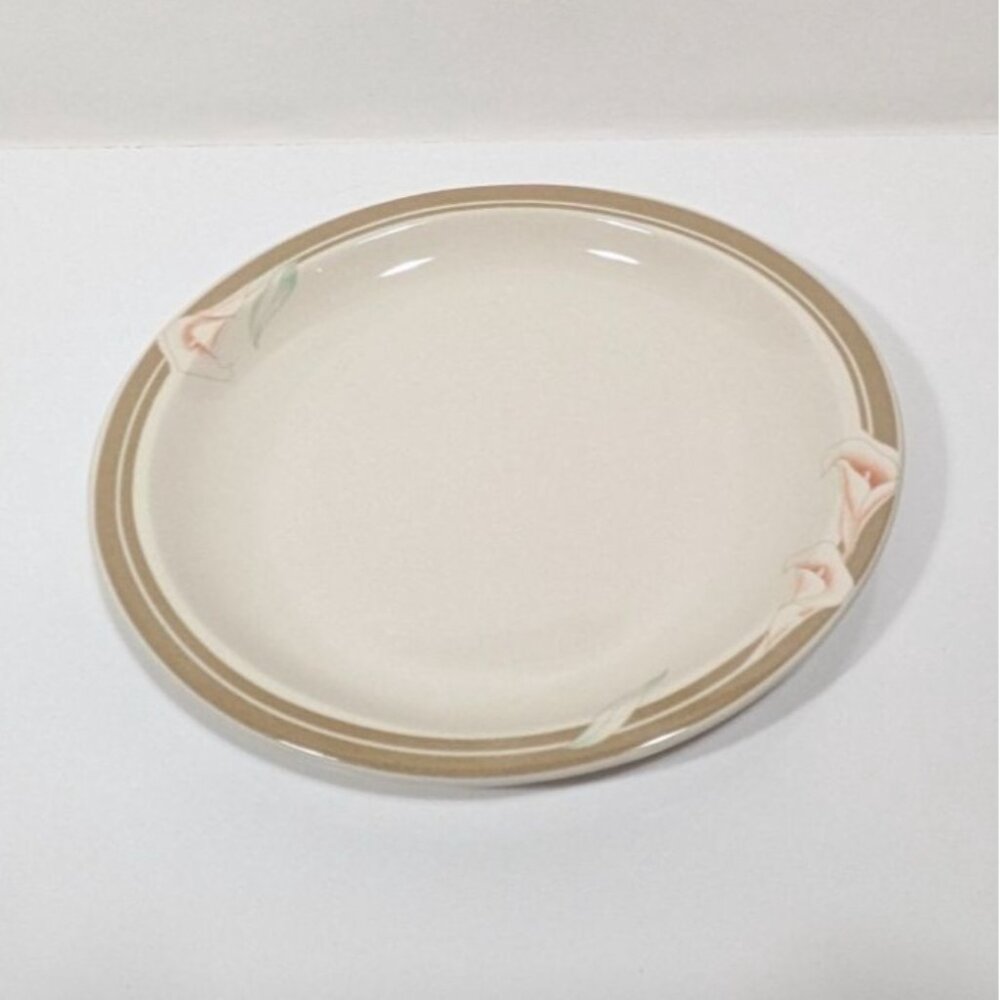 Syracuse China Calla Lily Oval Dinner Plate Cream Brown Floral Design Vintage